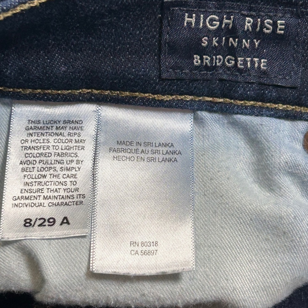 Lucky Brand Bridgette High Rise Skinny Ankle Jeans Button Fly Size 8/29 Indigo - Picture 7 of 11